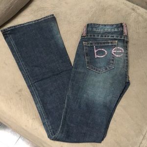 Vintage Bebe jeans size 25. Pink rhinestone logo